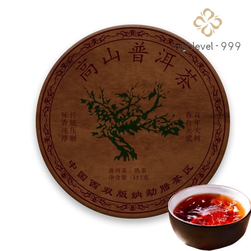 357g 2000 Yunnan Yi Wu Pu'er Tea Ripe Tea Cake Ancient Tree Spring Tea