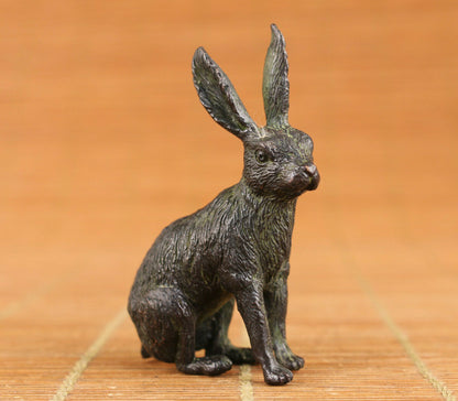 Rare Collection Chinese bronze hand made rabbit statue figure gift table deco