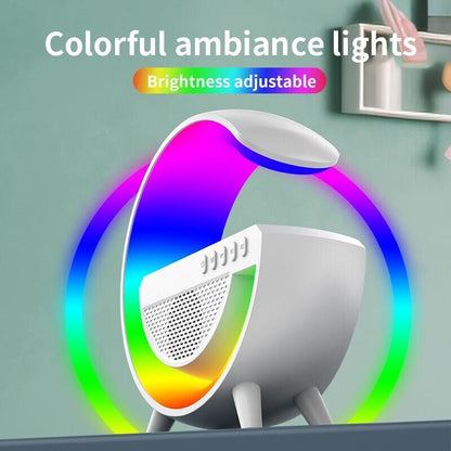 LED RGB Night Light Atmosphere Lamps Bluetooth Speaker Phone Wireless Charger