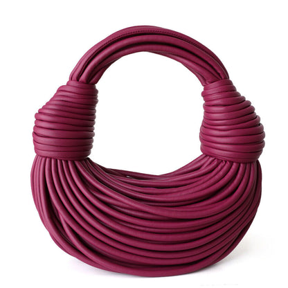 Tubular Microfiber Leather Double Knot Mini Small Tote Bag Purse Fashion Hobo