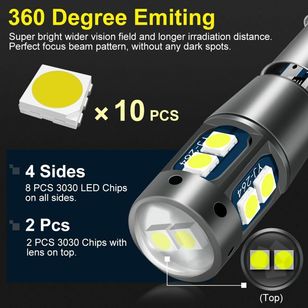1pc LED Bulb BA9S BAX9S BAY9S H21W BAY9S H6W T4W T11 10SMD 3030 Chips Canbus Car