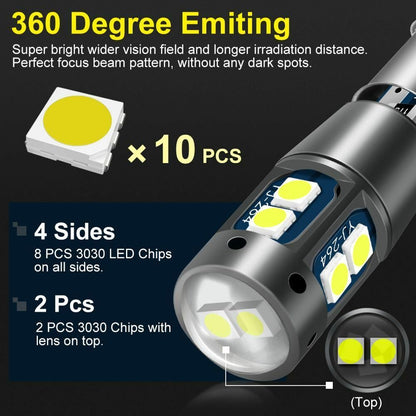 1pc LED Bulb BA9S BAX9S BAY9S H21W BAY9S H6W T4W T11 10SMD 3030 Chips Canbus Car