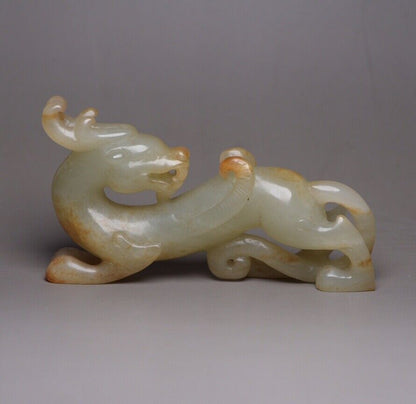 Chinese Antique Hetian Jade Carved Beast Animal Statue Sculpture Nice Art Work