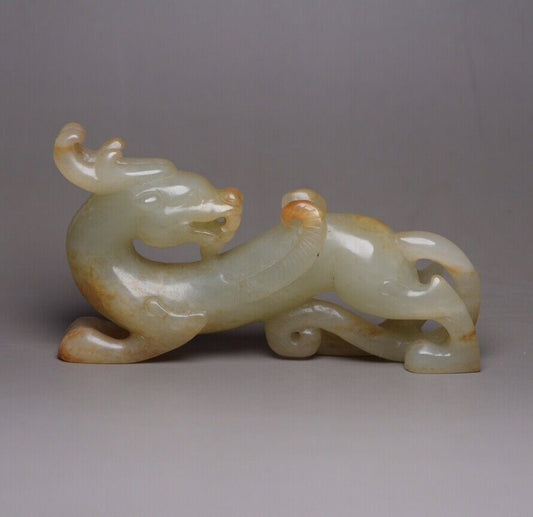 Chinese Antique Hetian Jade Carved Beast Animal Statue Sculpture Nice Art Work