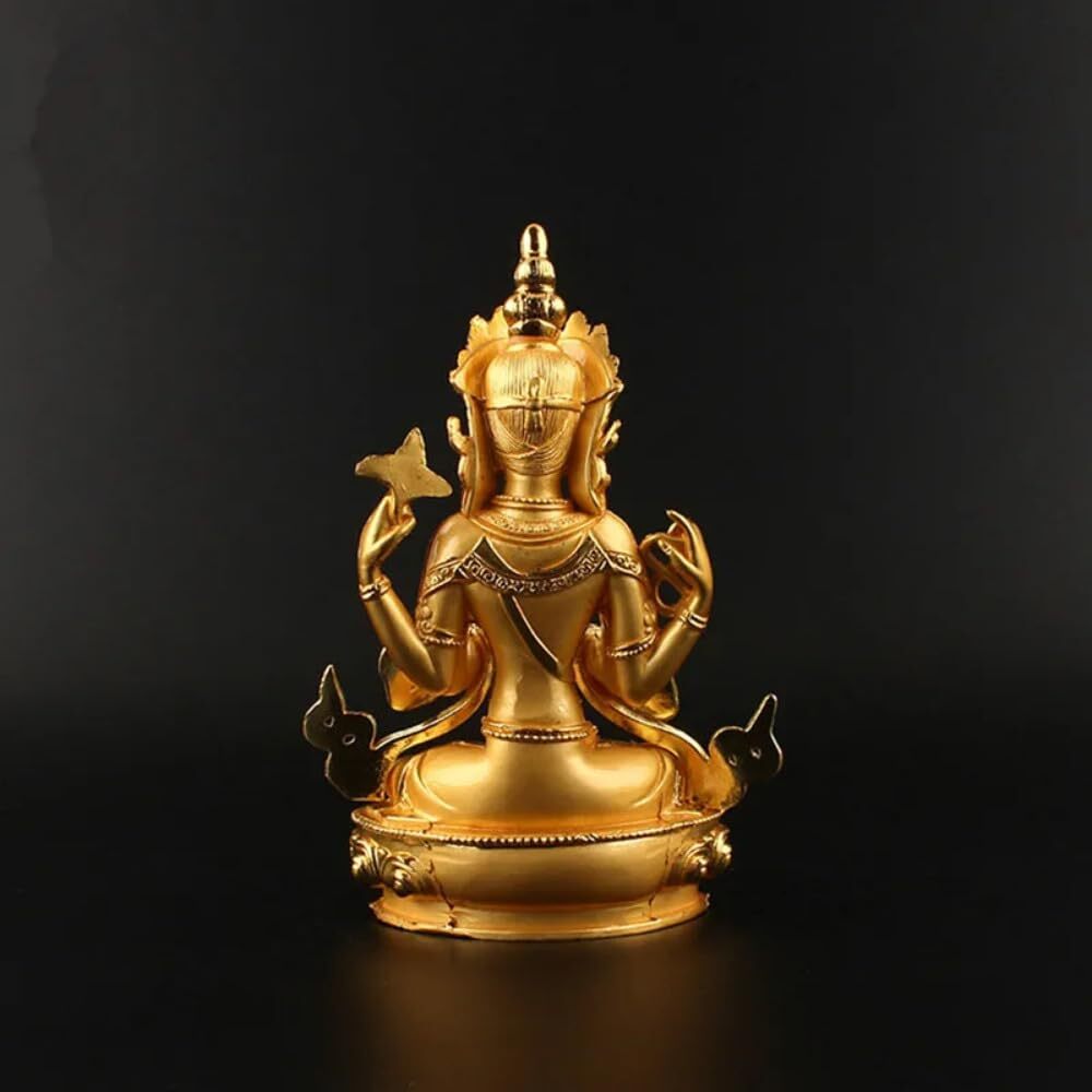 13.6cm Buddhist Bodhisattva Four-Arms Guanyin Tibetan Figure Buddha Statue