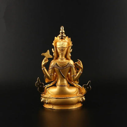 13.6cm Buddhist Bodhisattva Four-Arms Guanyin Tibetan Figure Buddha Statue