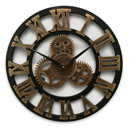 Wall Clock European Wood Home Wall Watch Living Room Office Bar Wall Art
