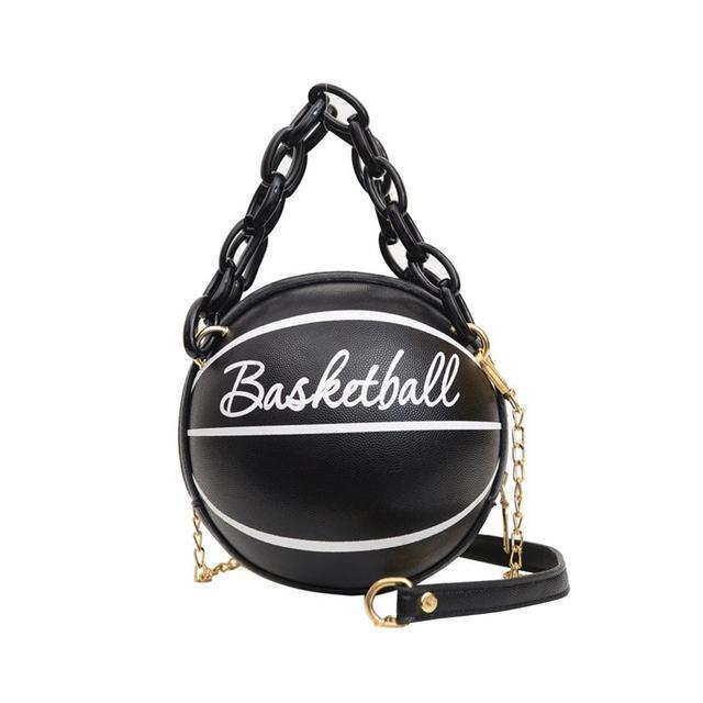 Women's Ball Bag Soft Pu Leather Round Crossbody Thick Chain Handbag Purse