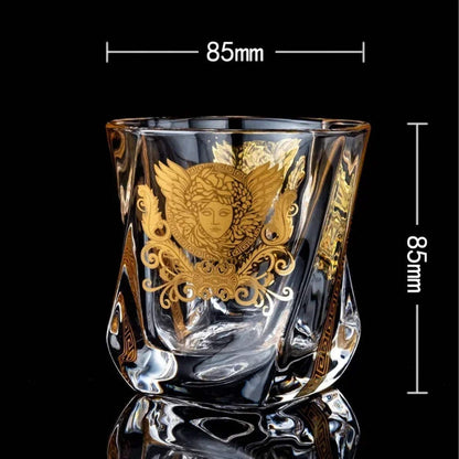 Creative Crystal Whisky Glass – Tracing Gold Head Cup
