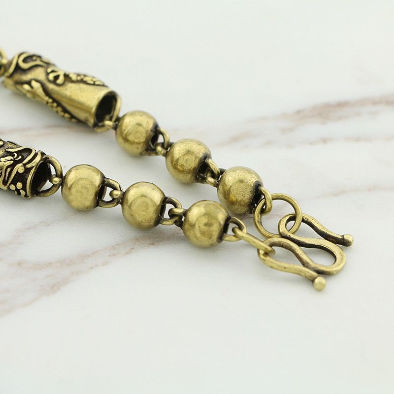 Vintage Brass Necklace Aged Copper Dragon Head Chain 60cm 0.8cm 146g