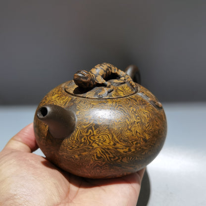 6" Chinese Yixing Zisha Clay Handmade Carved Kung Fu Tea Exquisite Teapot