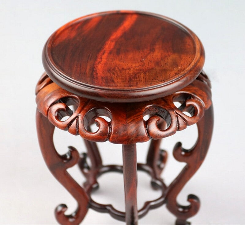 Rosewood Carved Fishbowl Display Stand Bonsai Teapot Stone Vase Flower Rack Base