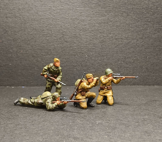 1/72 4Pcs World War II Soviet Sniper Soldier Model