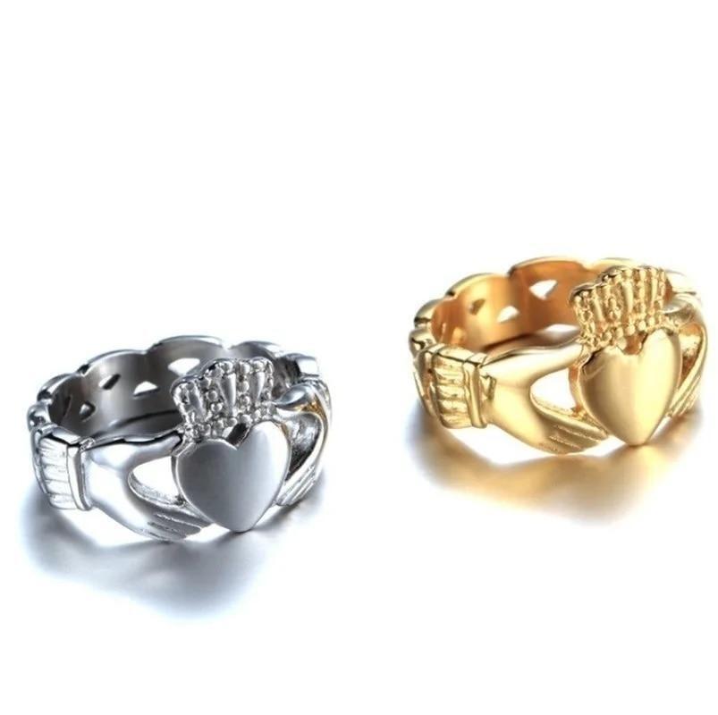 Ring Celtic Irish Claddagh Wedding Crown Heart Band Men Women Fashion Jewelry