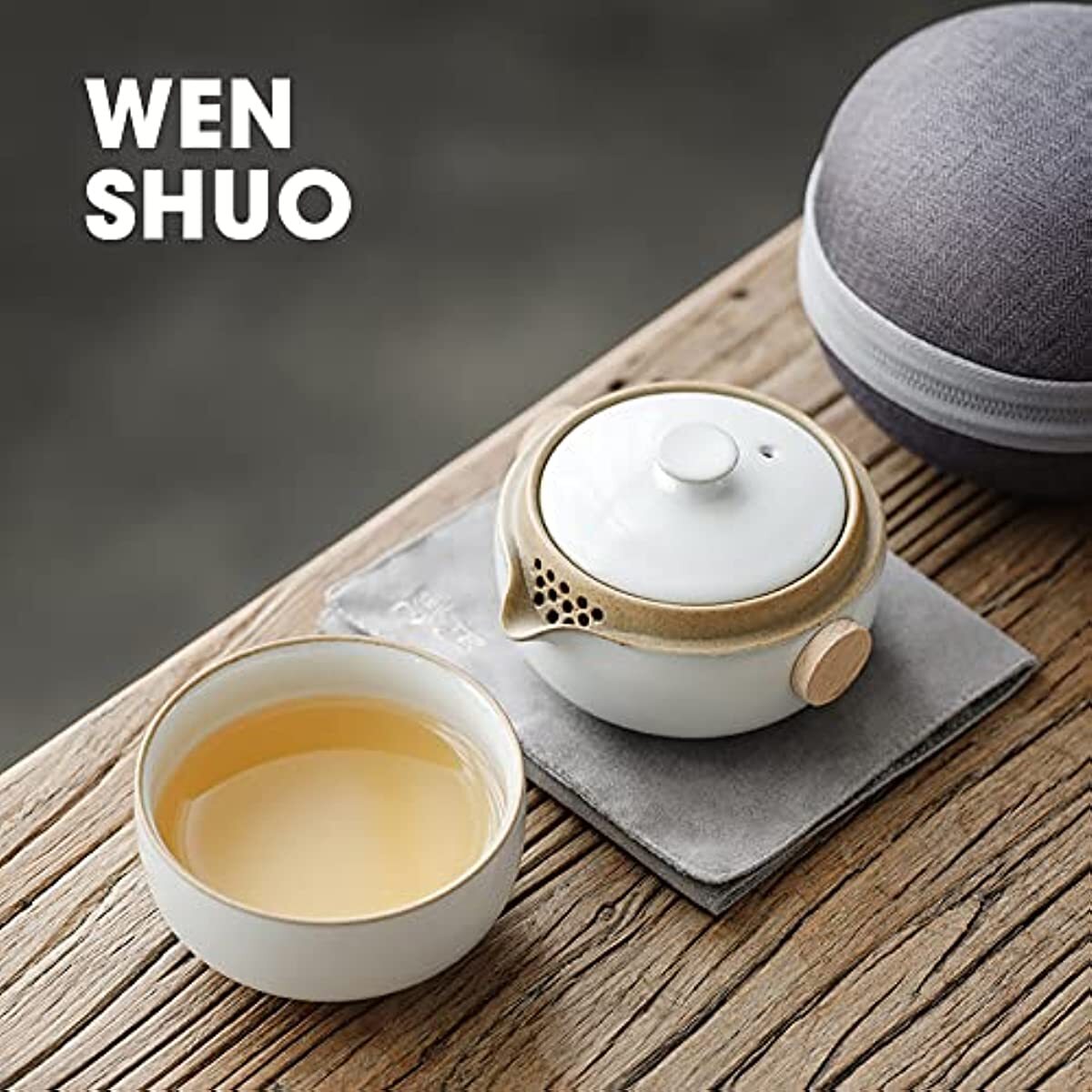 White Glaze Portable Kungfu Tea Set Ceramic Tea for One Set A Minimalist Look