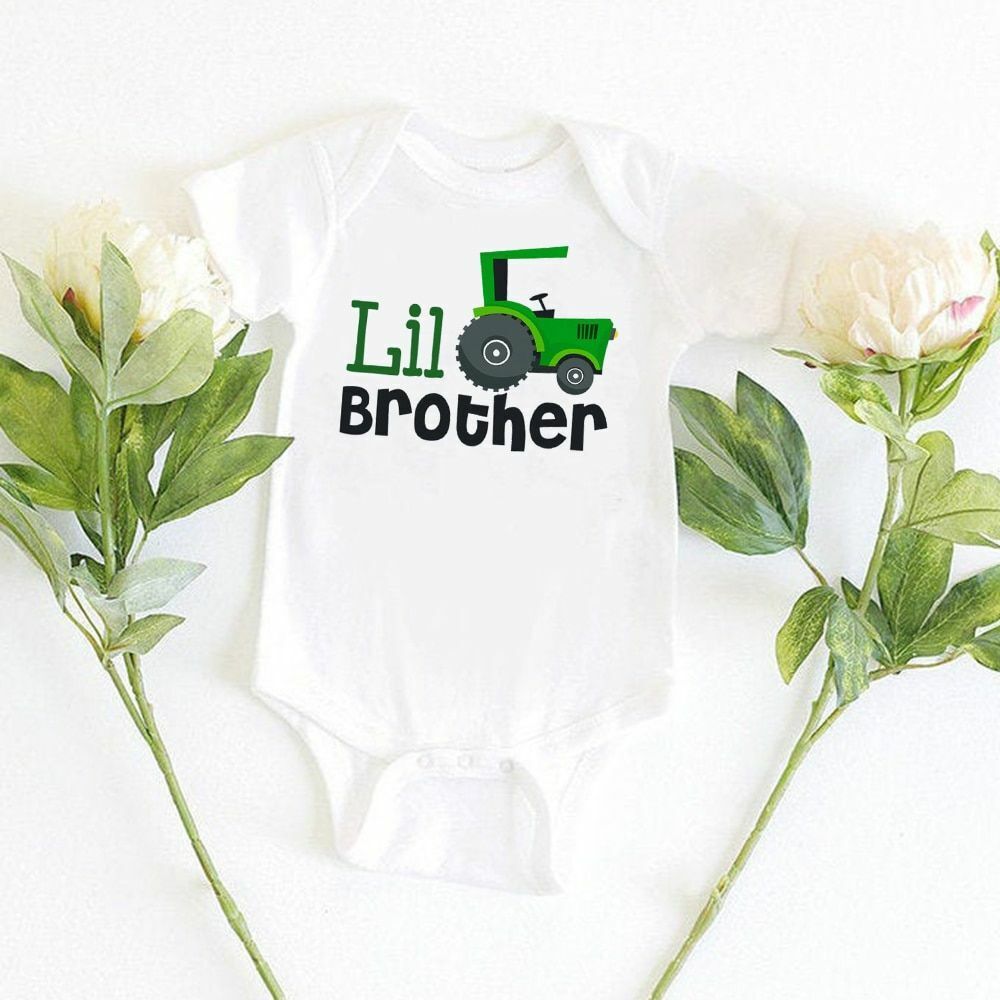 T-shirts Siblings Matching Big Brothers Little Truck Outfits Solid Short Sleeves