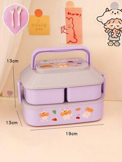 Lunch Box Kid Girls School Plastic Picnic Bento Microwave Food Container 19x13cm