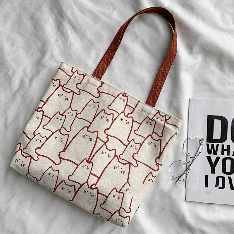 Canvas Bags Handbag Shopper Cute Tote Bag Zipper Small Shoulder Bag 35*30*5 CM