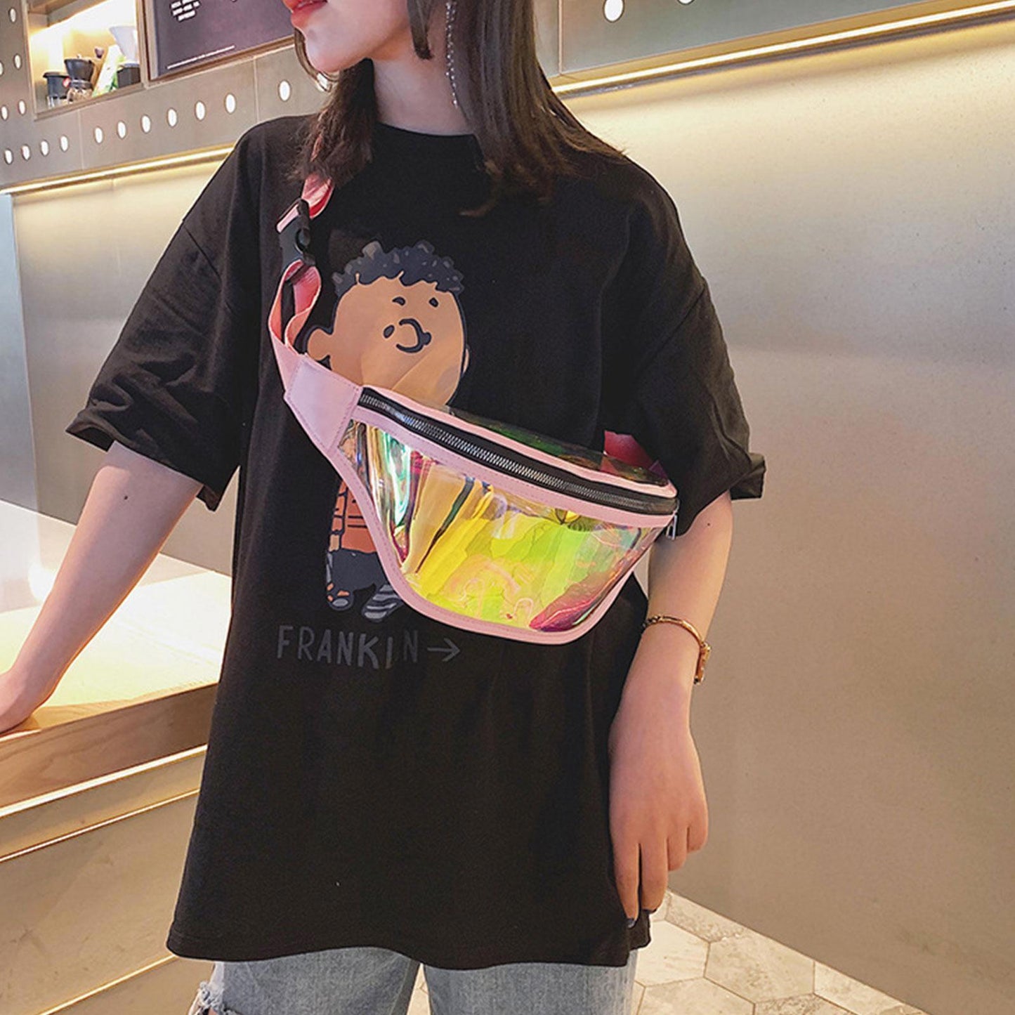 Women Clear Transparent Belt Bag Fashion Punk Fanny Waist Bag Pack Pack n W5K