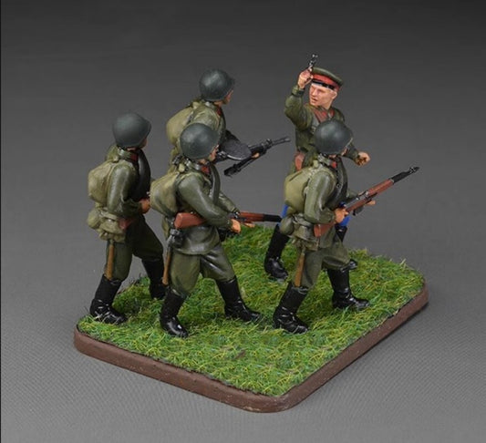 Handmade 1/72 WWII Soviet Infantry 5 Soldiers Model