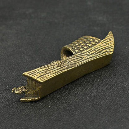 Pure Copper Mini Boat Incense Burner Tea Pet Ornaments Fishing Boat Japanese Tea