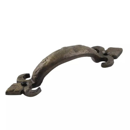 Set of 2 Antique Look Fleur De Lis Medium Metal Iron Cabinet Door Handles