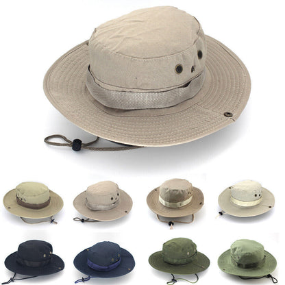 Boonie Bucket Hats Cap Cotton Fishing Hunting Mesh Summer Military Men Sun Brim