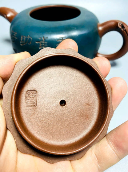 Vintage China Yixing Purple Clay Teapot Zisha Pure Handmade Bamboo Teaware Rare