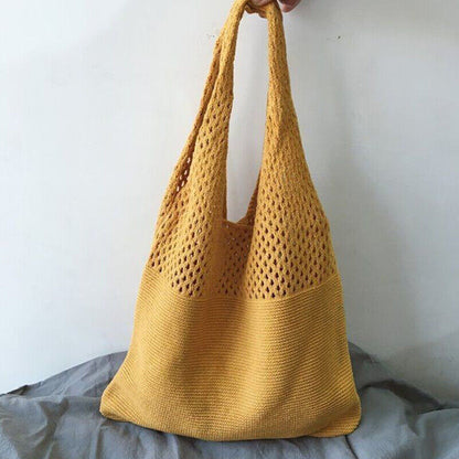 Large Capacity Totes Hollow Woven Shoulder Bag Knitted Handbags Crochet Braided