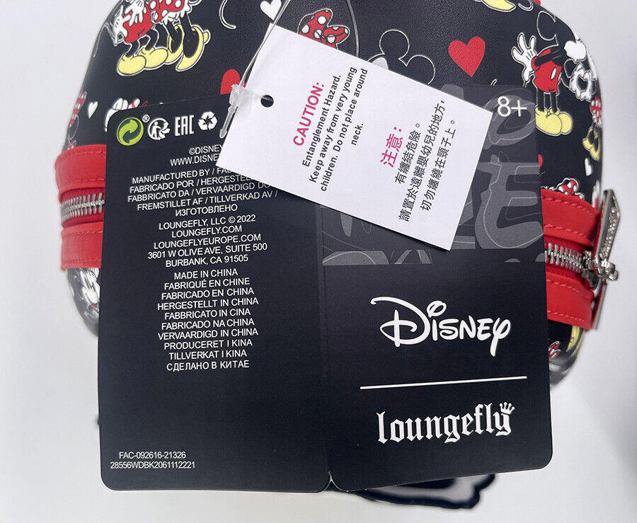 Disney Mickey and Minnie Heart Hands Travel Loungefly New Bag Mini Backpack