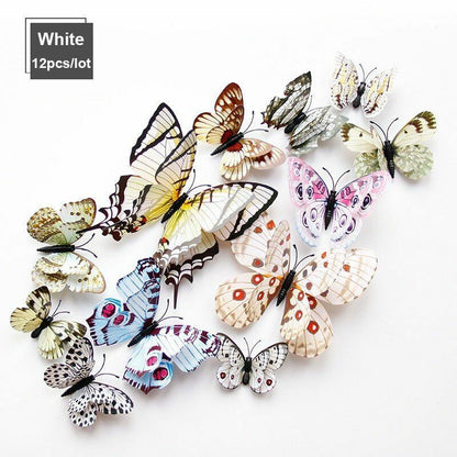 Wall Sticker 3D Double Layer Butterfly Home Decoration Decal Party Fridge Magnet