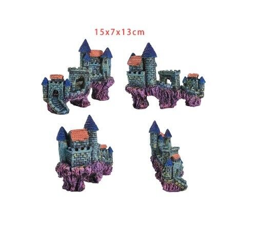 Aquarium Shipwreck Castle Decor Fish Tank Landscaping Ornament Plastic 15x7x13cm