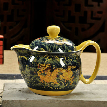 Porcelain Teapot 350ml Stainless Filter Infuser Chinese Dragon Flower Tea Pot