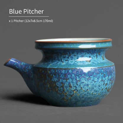 Blue Ceramic Tea Pitcher Pottery Chahai