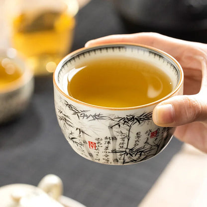 Chinese Tea Cup Master Cup Ru Yao Ceramic Opening Teacup Flowers Teaware