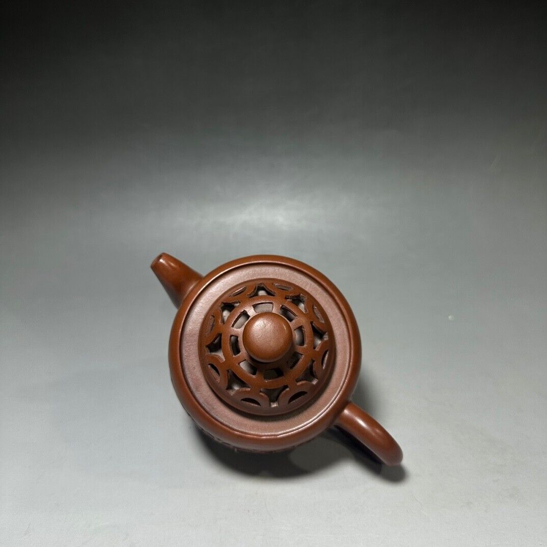 Chinese Yixing Zisha Clay Handmade Exquisite Teapot（镂空 底款：福记（清）