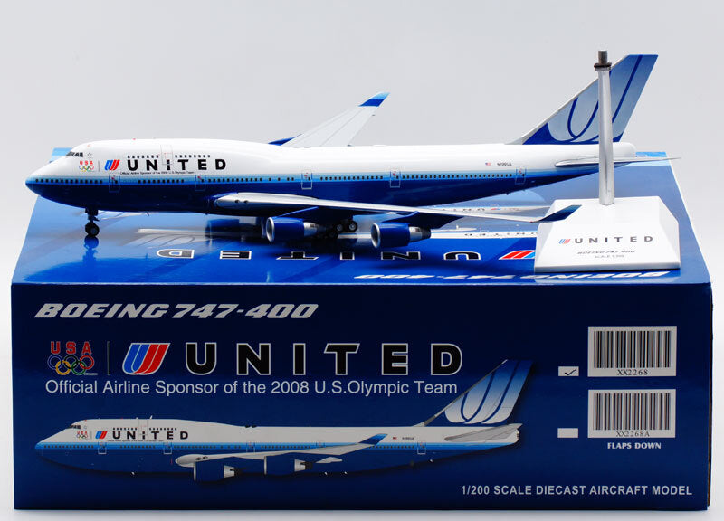 JC Wings United Airlines U.S. Olympic Team B747-400 N199UA 1/200 plane model