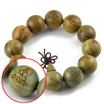 Green Sandalwood Bracelet Shaolin Temple Buddhist Monk Prayer Mala Beads