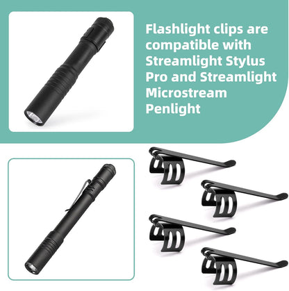 Flashlight Clips Compatible with Streamlight Stylus Pro and Microstream Penlight