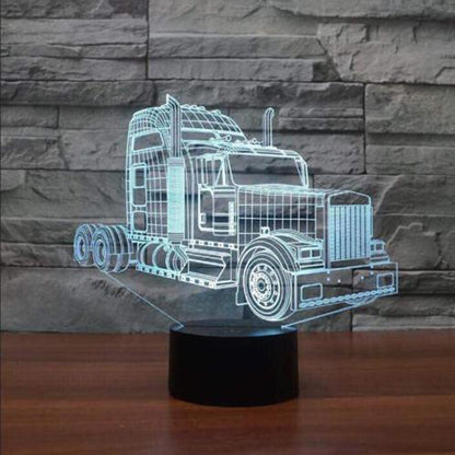 7-Color Changing 3D Illusion Table Lamp Truck LED Night Light For Bedroom Deco