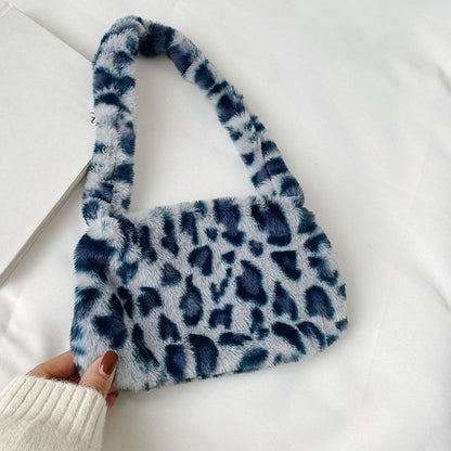 Fluffy Shoulder Bag Vintage Underarm Pouch Square Travelling Purse 22*14*7CM 1PC