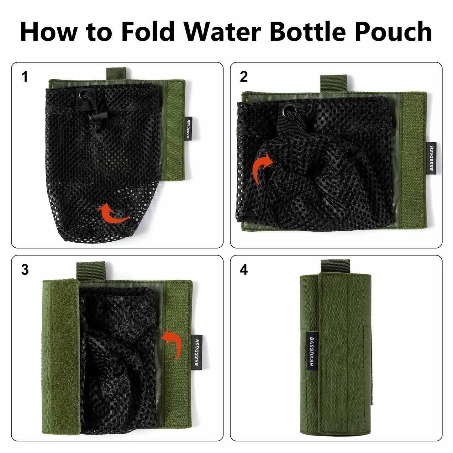 Water Bottle Pouch Mole Straps Clip Carabiner Foldable Mesh Holder Bag Travel