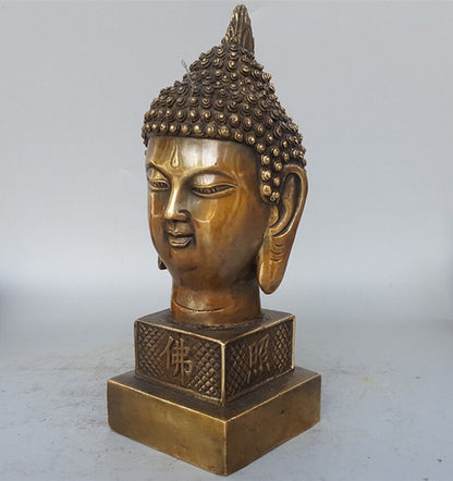 Brass Buddha Head Stamp Buddhism Illuminates Sculpture Statue Stamp Feng Shui