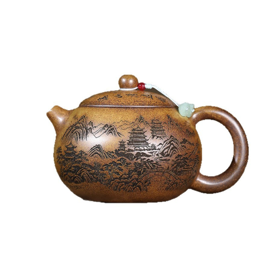 Xishi Pot Real Yixing Zisha Duan Clay Hand Carved Master Pot 9 Infuser Holes New