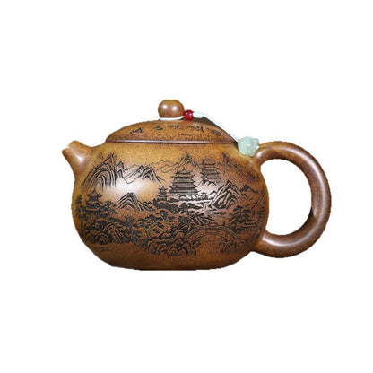 Xishi Pot Real Yixing Zisha Duan Clay Hand Carved Master Pot 9 Infuser Holes New