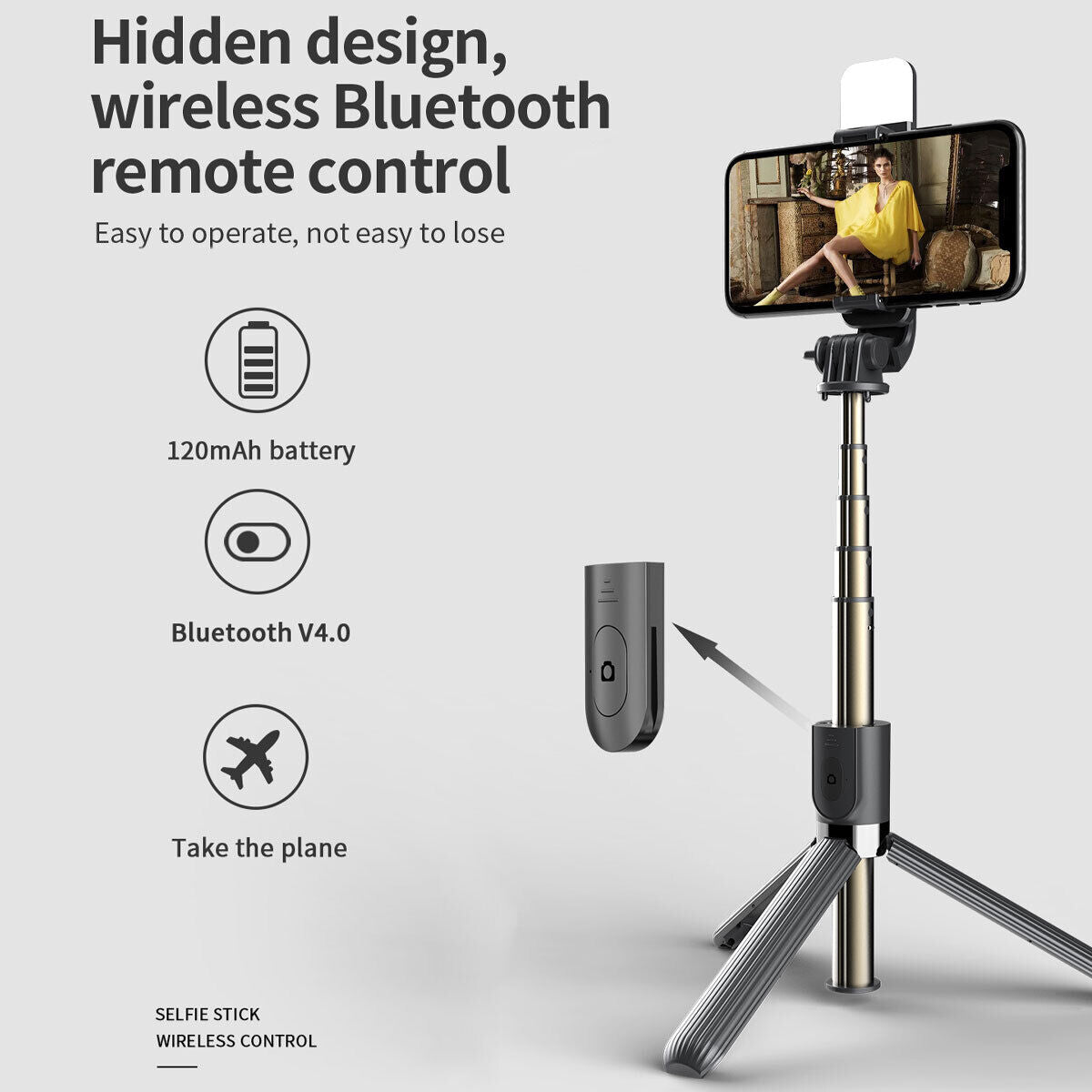 Selfie Stick Tripod & Bluetooth Remote - Thumbnail 5
