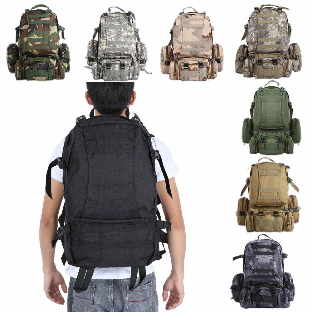 50L Outdoor Backpack Military Rucksack Bag Waterproof Camping Hiking Travelling