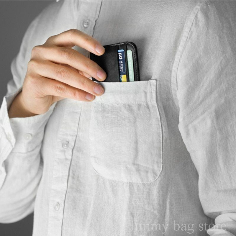 Leather Thin Mini Card Wallet Card Case Cash Change Pack Pocket 102 * 68 mm Bag
