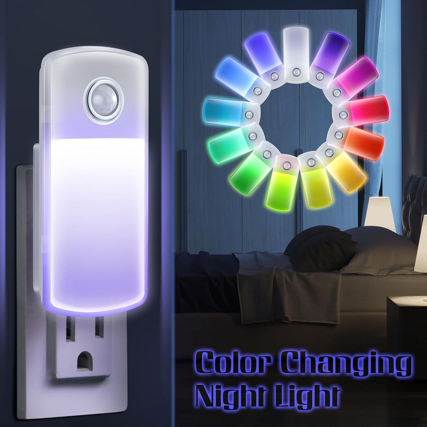 Emergency Power Failure Night Lights, 5-In-1 Multi Color LED Light, Rechargeable