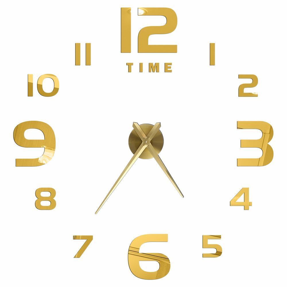 DIY Wall Clocks Acrylic Mirror Large 3D Frameless Home Living Room Decor 37-47In